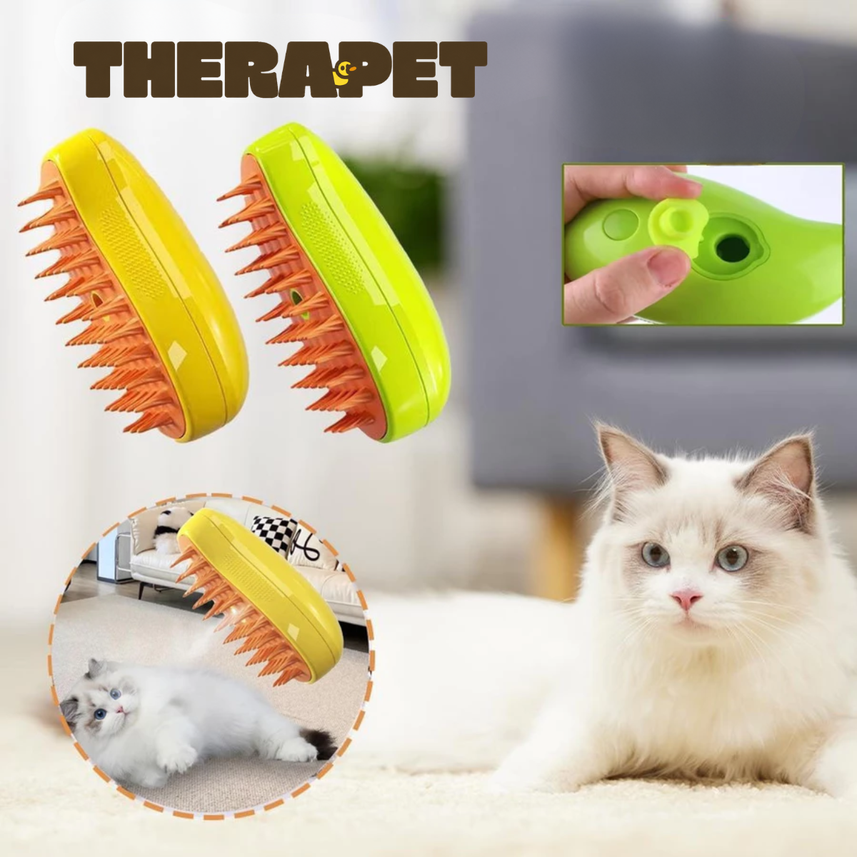 Escova A Vapor Para Gatos - Adeus pelos de gatos indesejáveis - Vapet Clean™